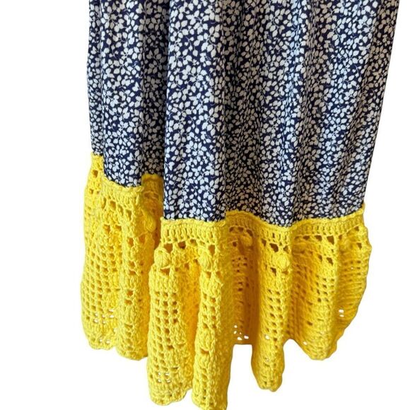 Revolve Michaela Buerger Floral Crochet Trim Midi Swing Dress Blue - Picture 5 of 10